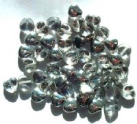 50 8mm Crystal Half Coat Silver Glass Heart Beads